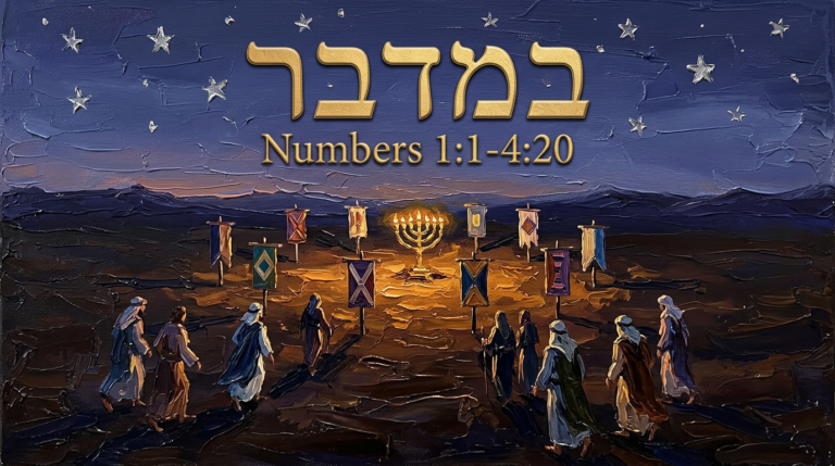 Parashat Bamidbar - Israelites counted in the wilderness around the Tabernacle, Torah portion illustration