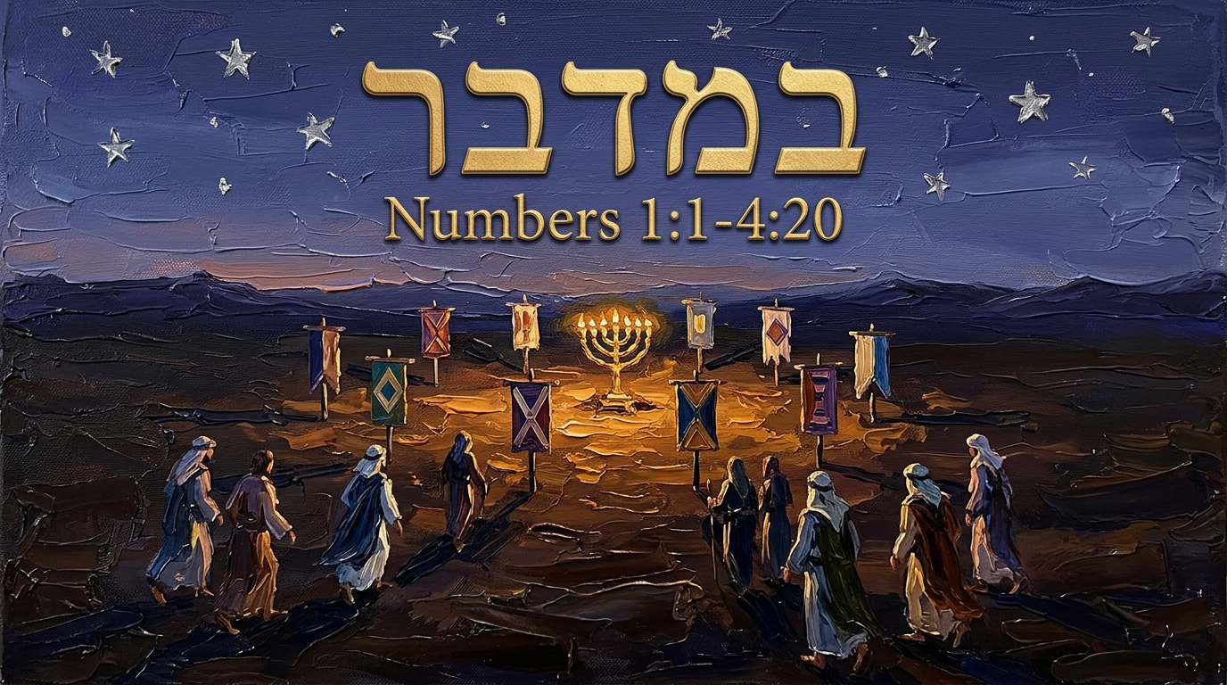 Parashat Bamidbar - Israelites counted in the wilderness around the Tabernacle, Torah portion illustration