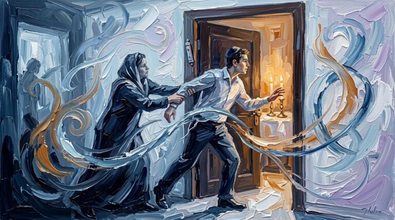 Jewish self-criticism Israel moral wrestling Jacob angel contemporary painting