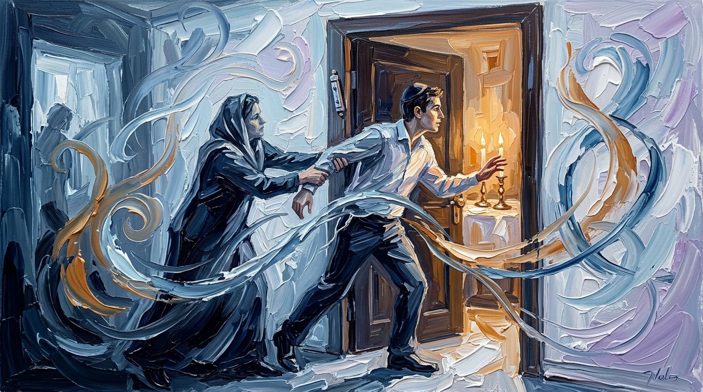 Jewish self-criticism Israel moral wrestling Jacob angel contemporary painting